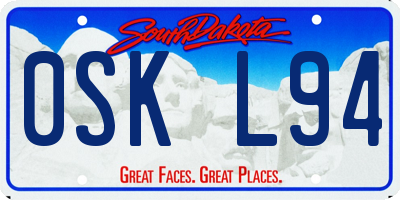 SD license plate 0SKL94