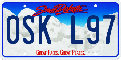 SD license plate 0SKL97