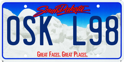 SD license plate 0SKL98
