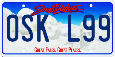 SD license plate 0SKL99