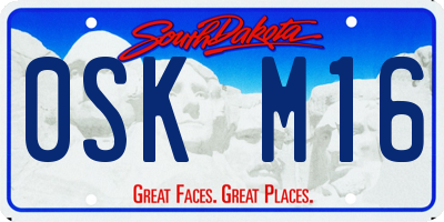 SD license plate 0SKM16