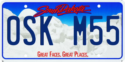 SD license plate 0SKM55