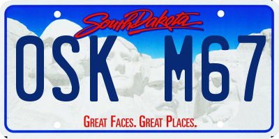 SD license plate 0SKM67