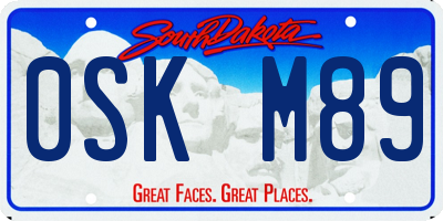 SD license plate 0SKM89