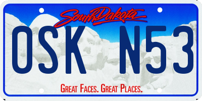 SD license plate 0SKN53