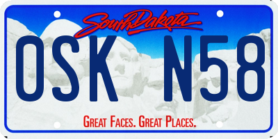 SD license plate 0SKN58