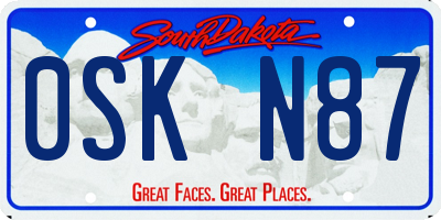 SD license plate 0SKN87