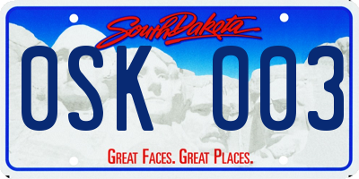 SD license plate 0SKO03
