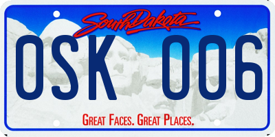 SD license plate 0SKO06