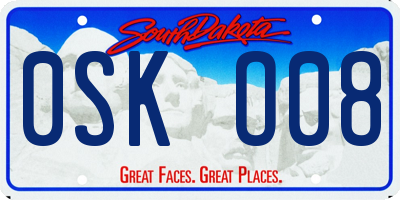 SD license plate 0SKO08