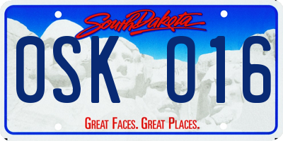 SD license plate 0SKO16