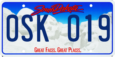 SD license plate 0SKO19