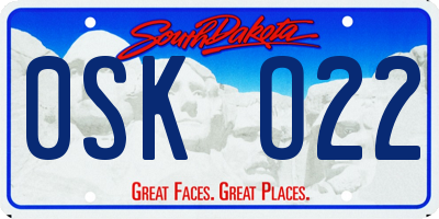 SD license plate 0SKO22