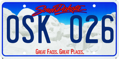 SD license plate 0SKO26