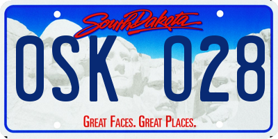 SD license plate 0SKO28