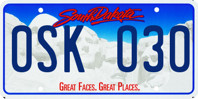 SD license plate 0SKO30