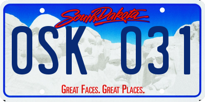 SD license plate 0SKO31