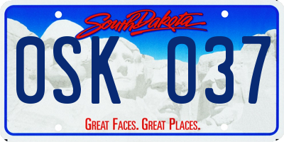 SD license plate 0SKO37