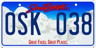 SD license plate 0SKO38
