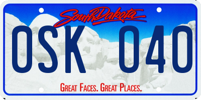 SD license plate 0SKO40