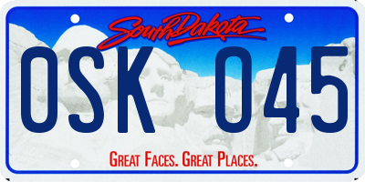 SD license plate 0SKO45