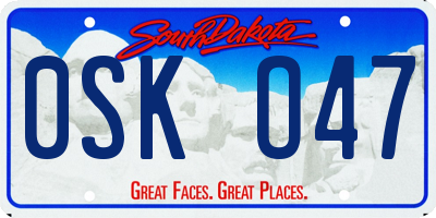 SD license plate 0SKO47