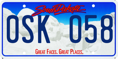 SD license plate 0SKO58