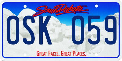 SD license plate 0SKO59