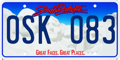 SD license plate 0SKO83