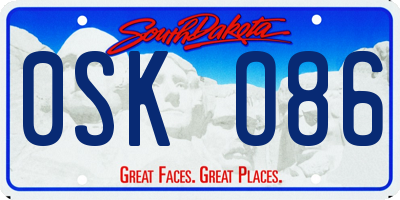 SD license plate 0SKO86