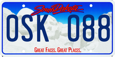 SD license plate 0SKO88
