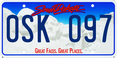 SD license plate 0SKO97