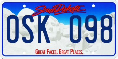 SD license plate 0SKO98