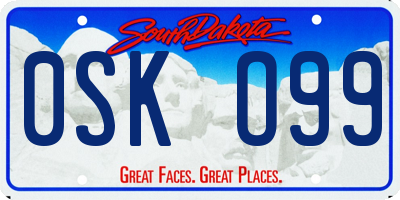 SD license plate 0SKO99