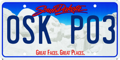SD license plate 0SKP03