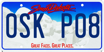 SD license plate 0SKP08