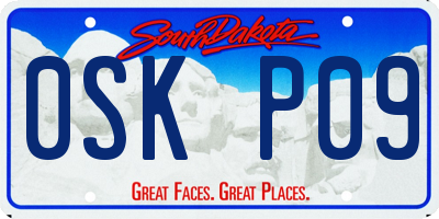 SD license plate 0SKP09