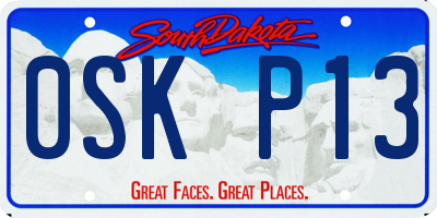 SD license plate 0SKP13