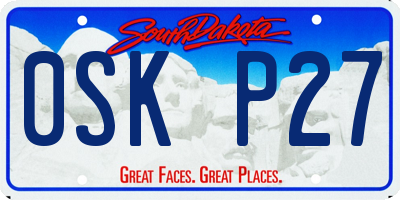SD license plate 0SKP27