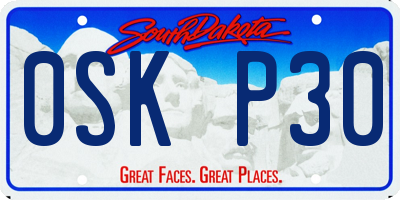 SD license plate 0SKP30