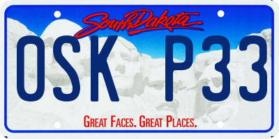 SD license plate 0SKP33