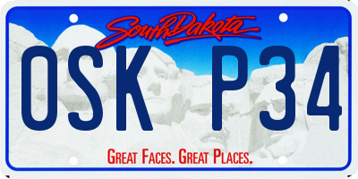 SD license plate 0SKP34