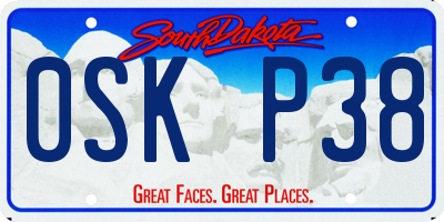 SD license plate 0SKP38
