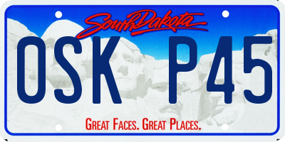 SD license plate 0SKP45