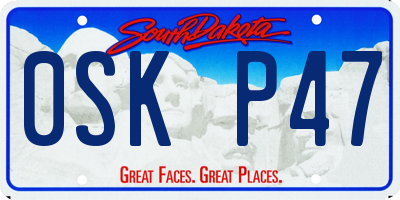 SD license plate 0SKP47