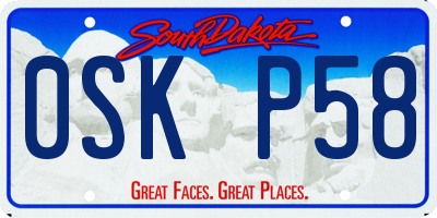 SD license plate 0SKP58