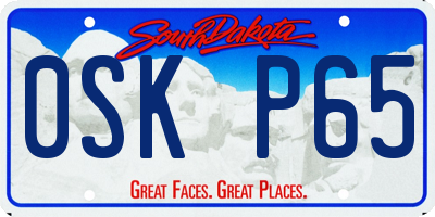 SD license plate 0SKP65