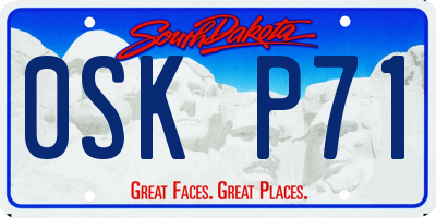 SD license plate 0SKP71