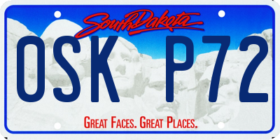 SD license plate 0SKP72