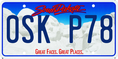 SD license plate 0SKP78